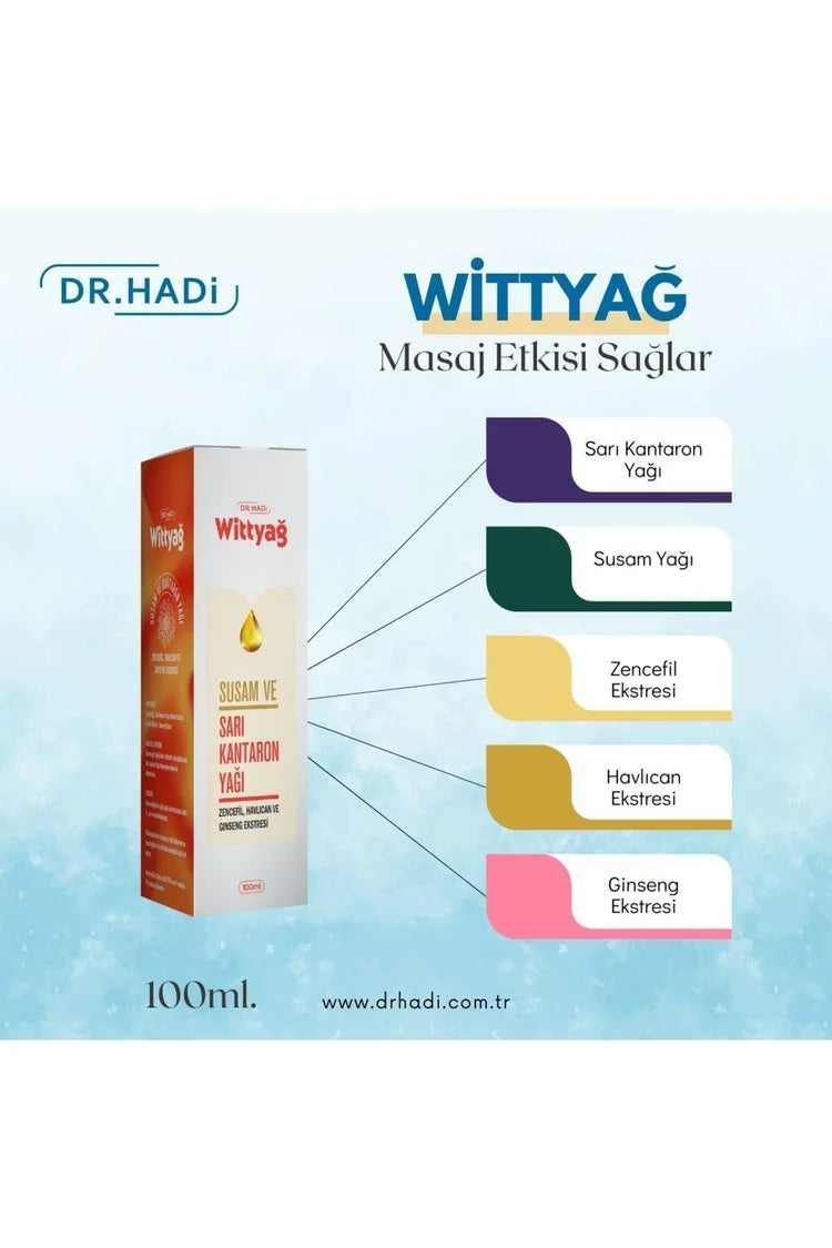 Wittyağ Bitkisel Masaj Yağı | Sarı Kantaron / Ginseng & Zencefil Ekstreli | Doğal Cilt Bakımı 100 ml